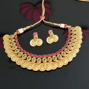 Antique Temple Necklace With Matte Gold Plating 1717