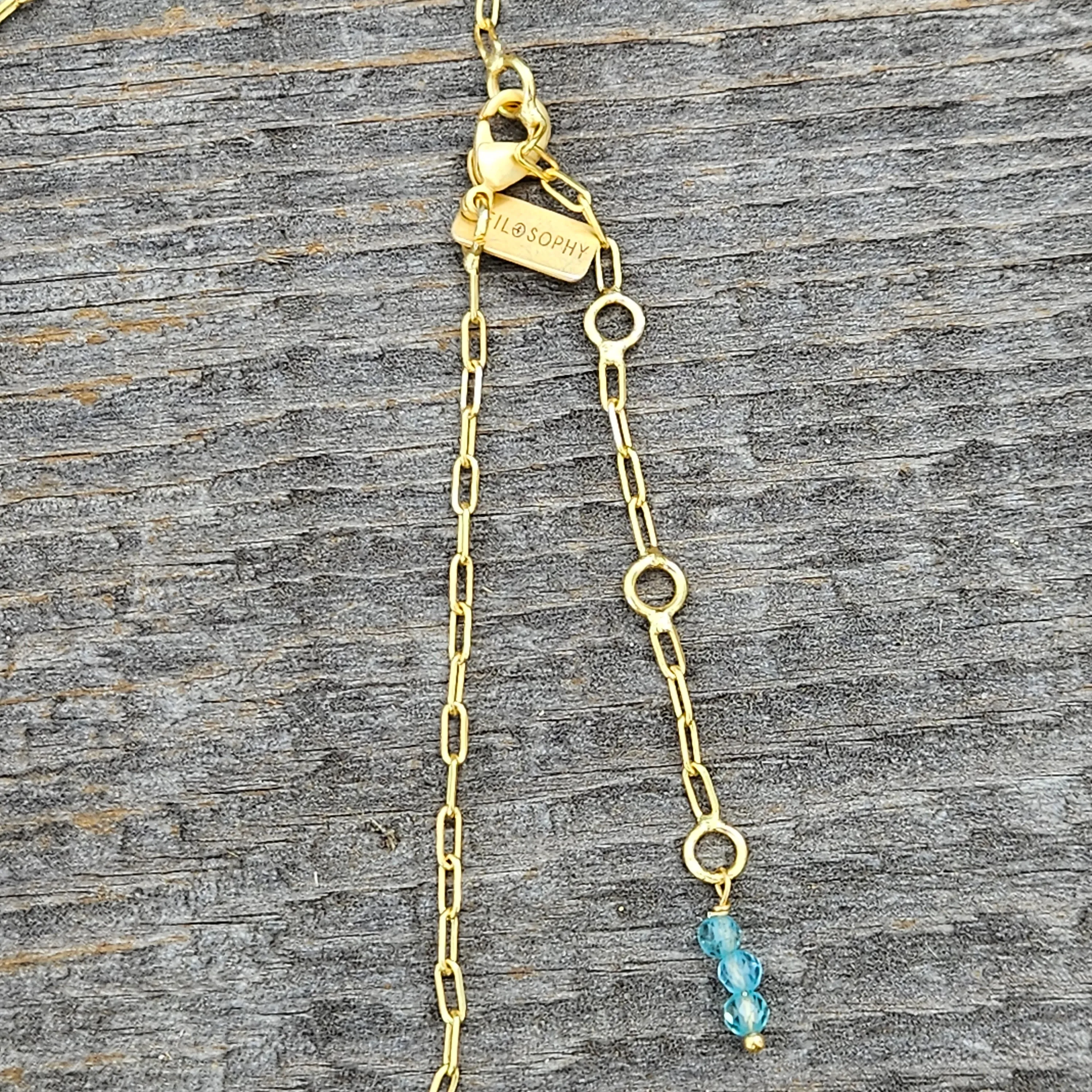 Aqua Blue Topaz Journey Necklace - Gold