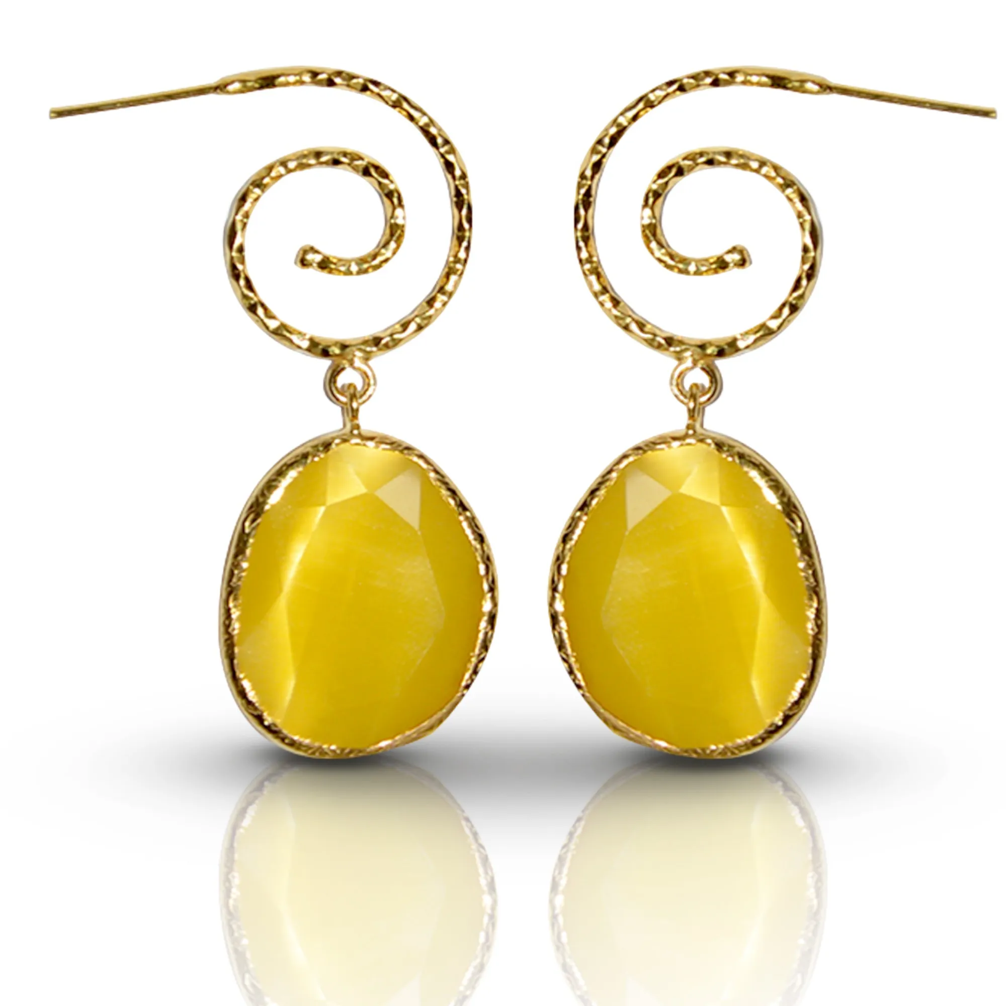Aurora Yellow Spiral Gold Earrings