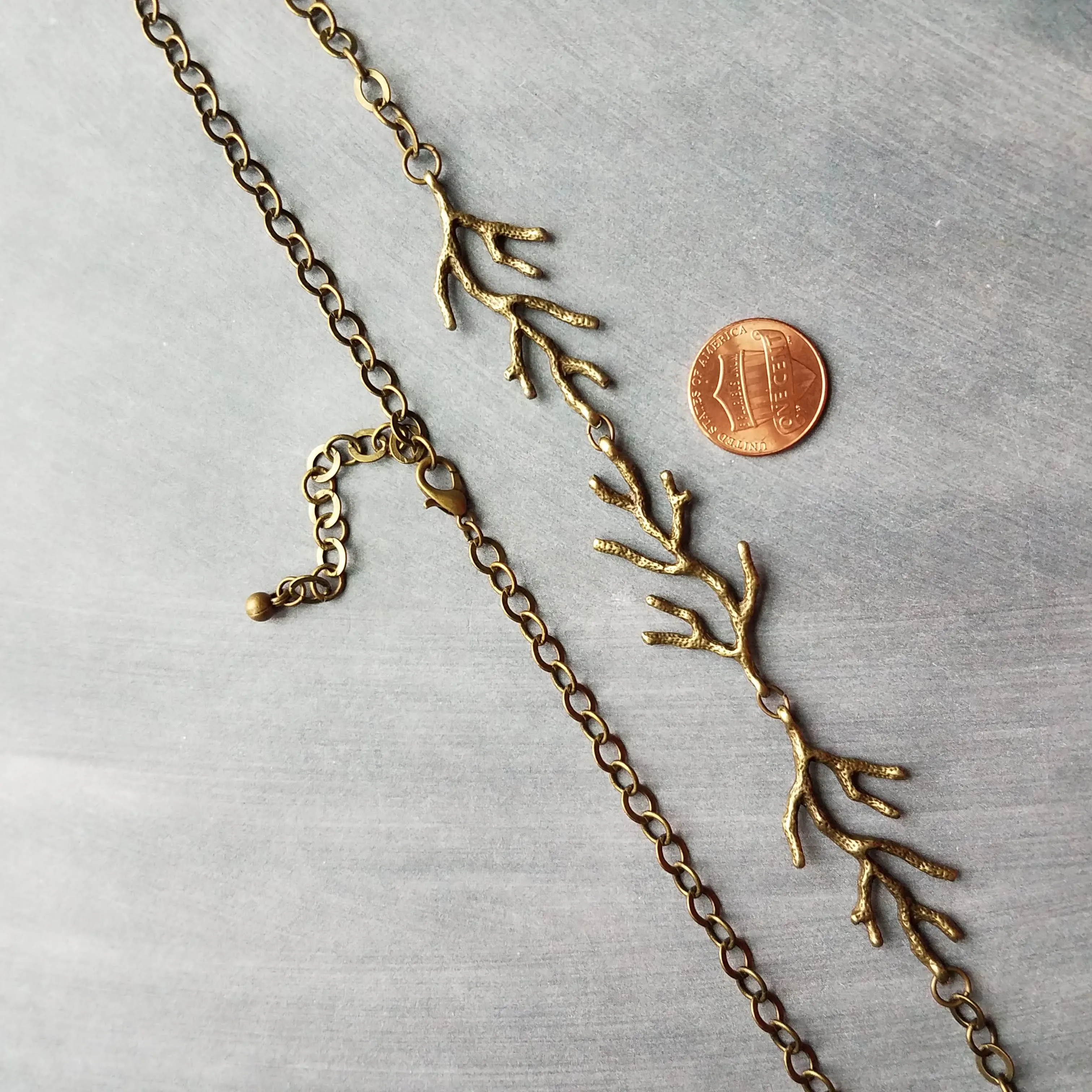 Bare Branches Necklace, bronze necklace, antique brass necklace, antique bronze necklace, rustic necklace, spindly branches, tree necklace, bare tree, winter tree necklace