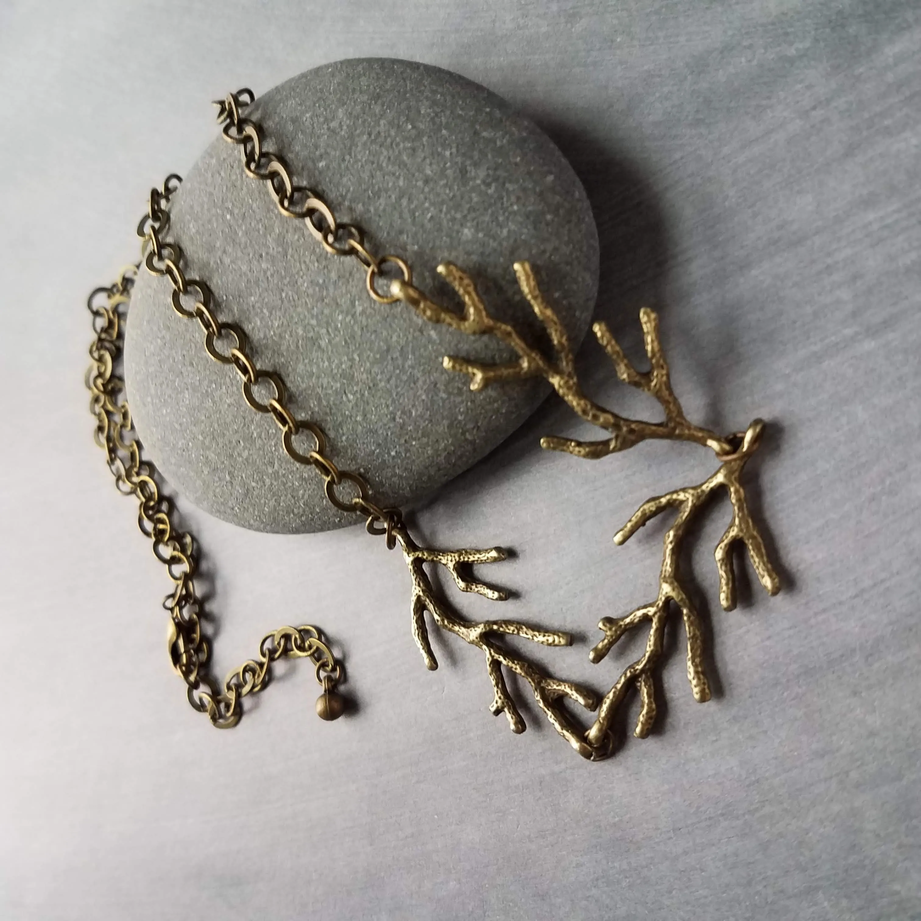 Bare Branches Necklace, bronze necklace, antique brass necklace, antique bronze necklace, rustic necklace, spindly branches, tree necklace, bare tree, winter tree necklace