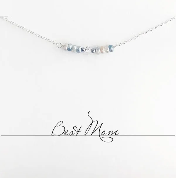 Best Mom Blue Quartz Heart Necklace