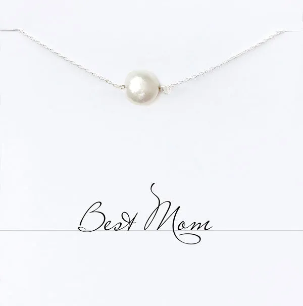 Best Mom Blue Quartz Heart Necklace