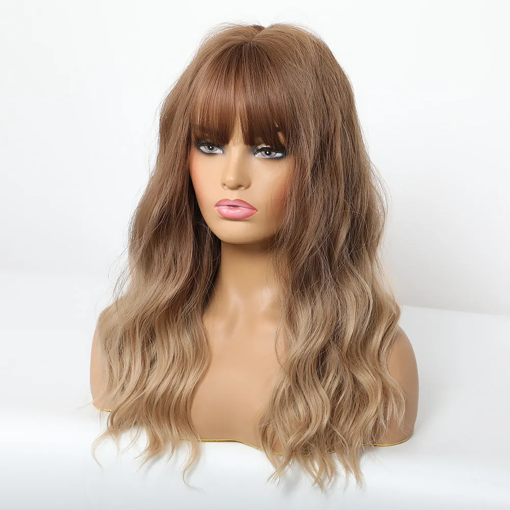 Beth | Blonde Long Wavy Synthetic Hair Wig with Bangs