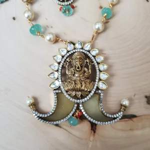 Bhavya Ganesha Puligoru Necklace Set Yellow