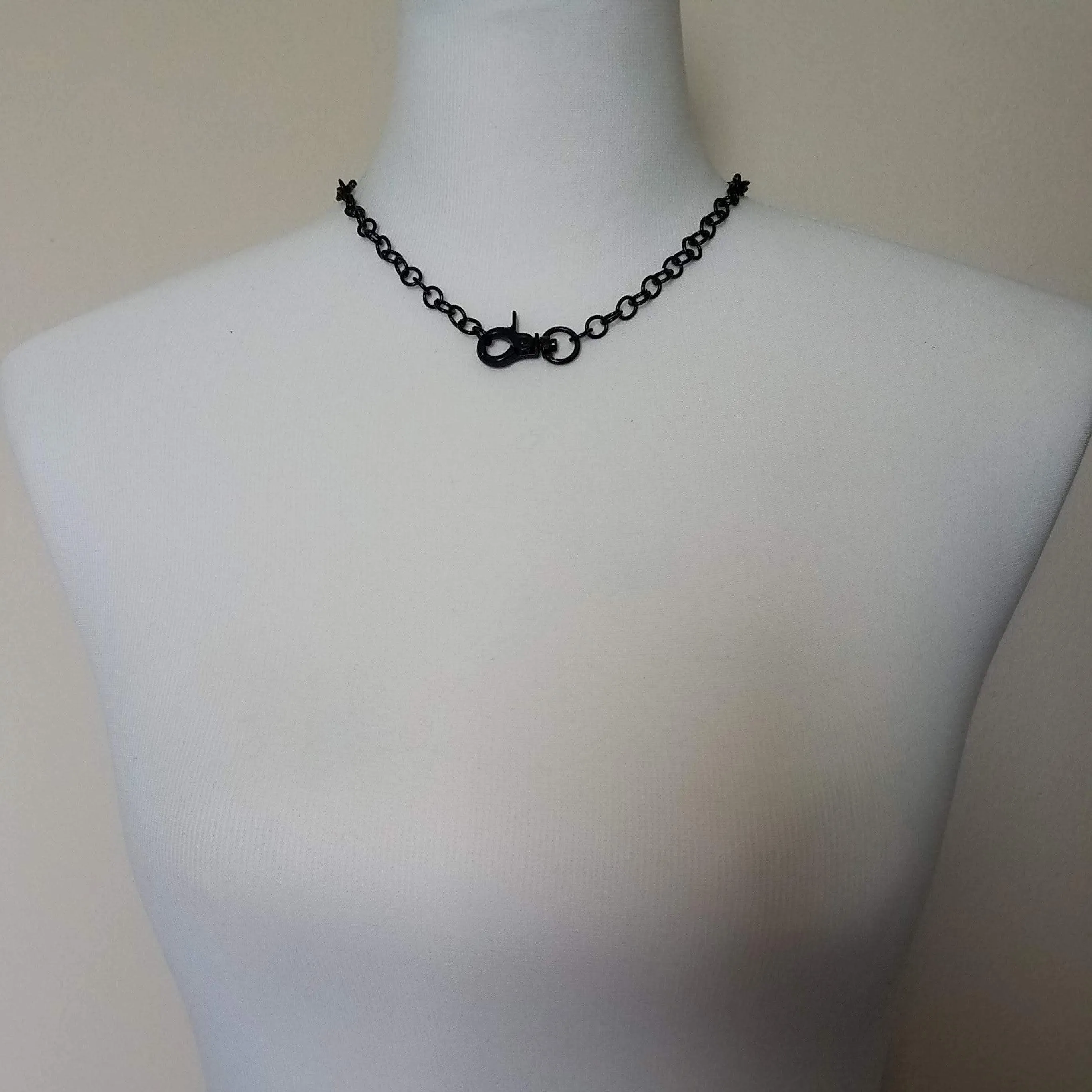 Black Large Clasp Necklace, large black necklace, chunky black chain, black front clasp, black lobster clasp, shiny black necklace, polished