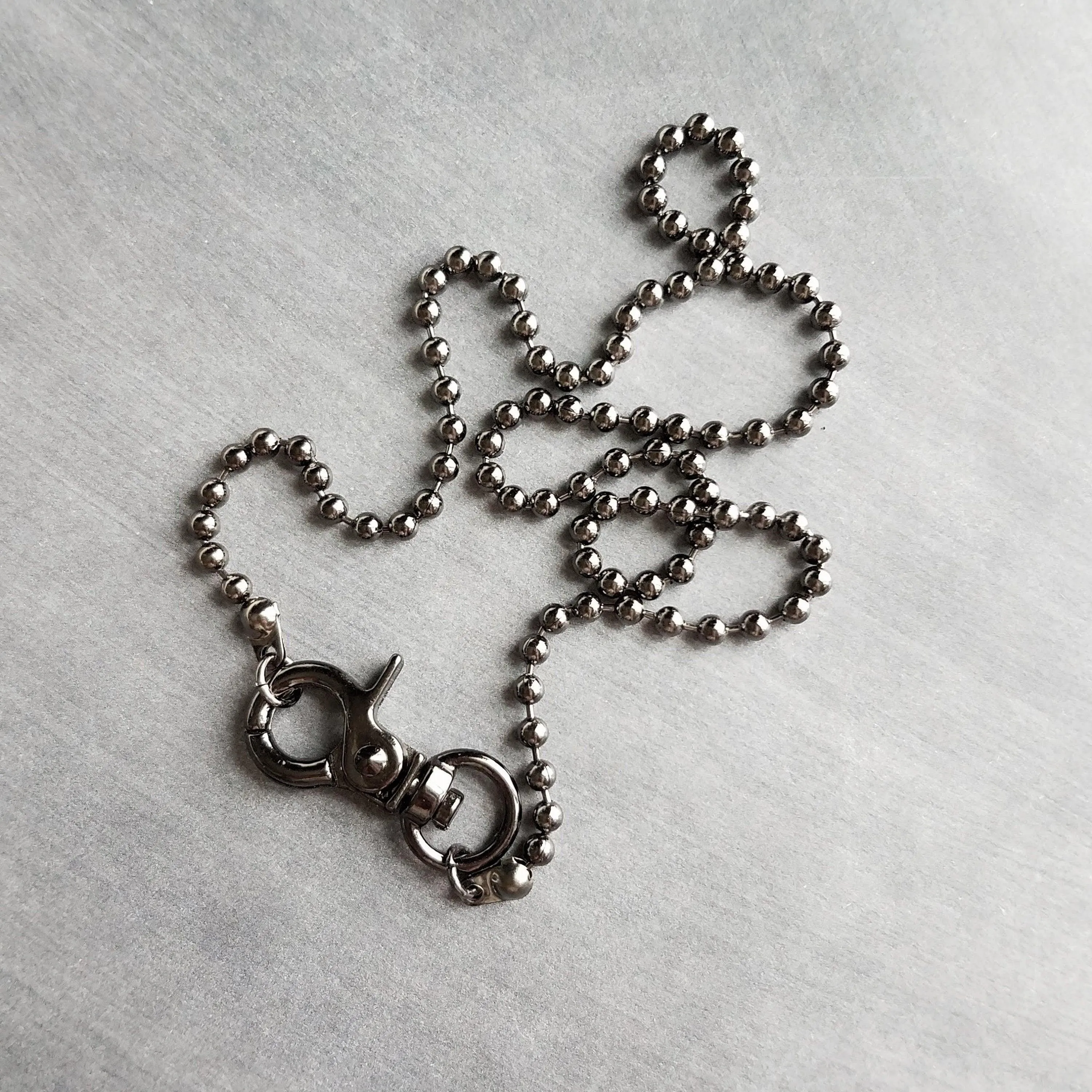 Black Large Clasp Necklace, large black necklace, chunky black chain, black front clasp, black lobster clasp, shiny black necklace, polished