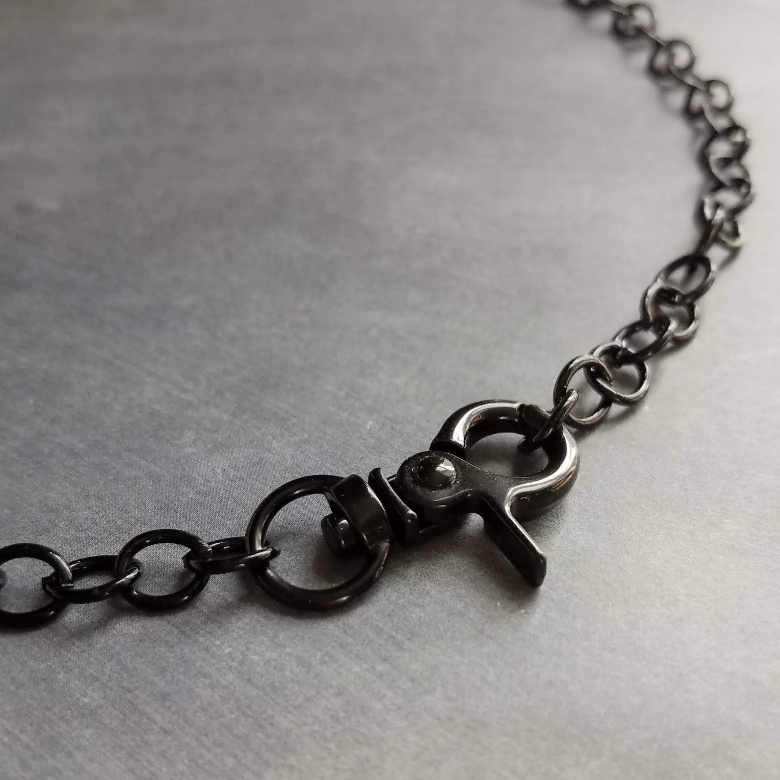 Black Large Clasp Necklace, large black necklace, chunky black chain, black front clasp, black lobster clasp, shiny black necklace, polished