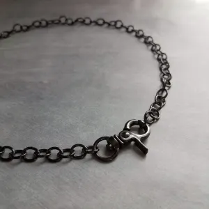 Black Large Clasp Necklace, large black necklace, chunky black chain, black front clasp, black lobster clasp, shiny black necklace, polished
