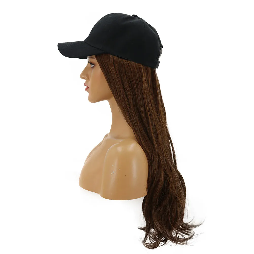 Blossom | Light Brown Long Wavy Synthetic Hair Wig Hat with Cap