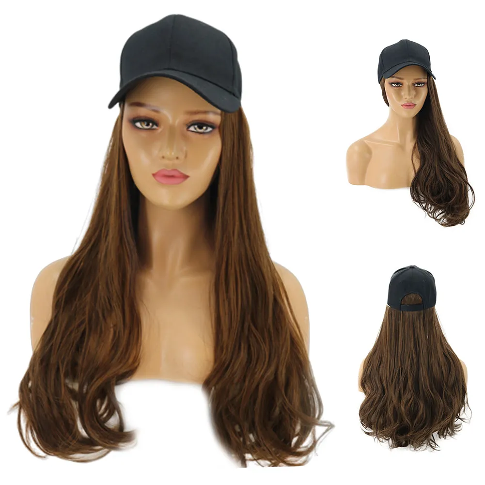 Blossom | Light Brown Long Wavy Synthetic Hair Wig Hat with Cap