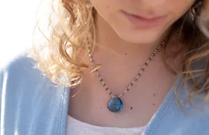 Blue Quartz Large Waterfall Gold-filled Necklace