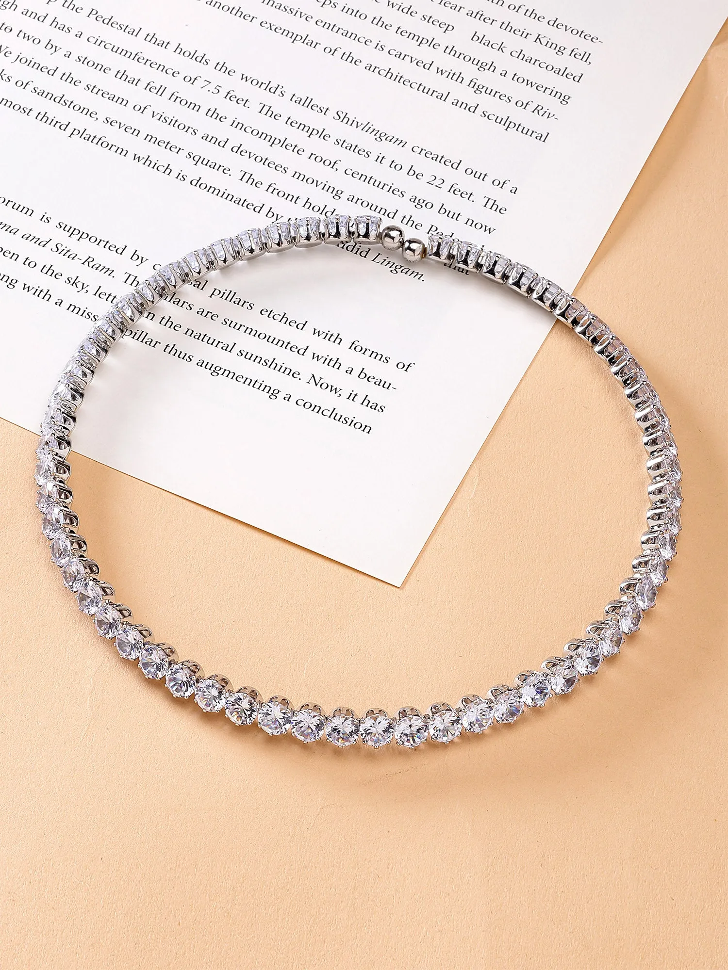 Bohey by KARATCART Silver-Plated Cubic Zirconia Studded Choker Necklace for Women