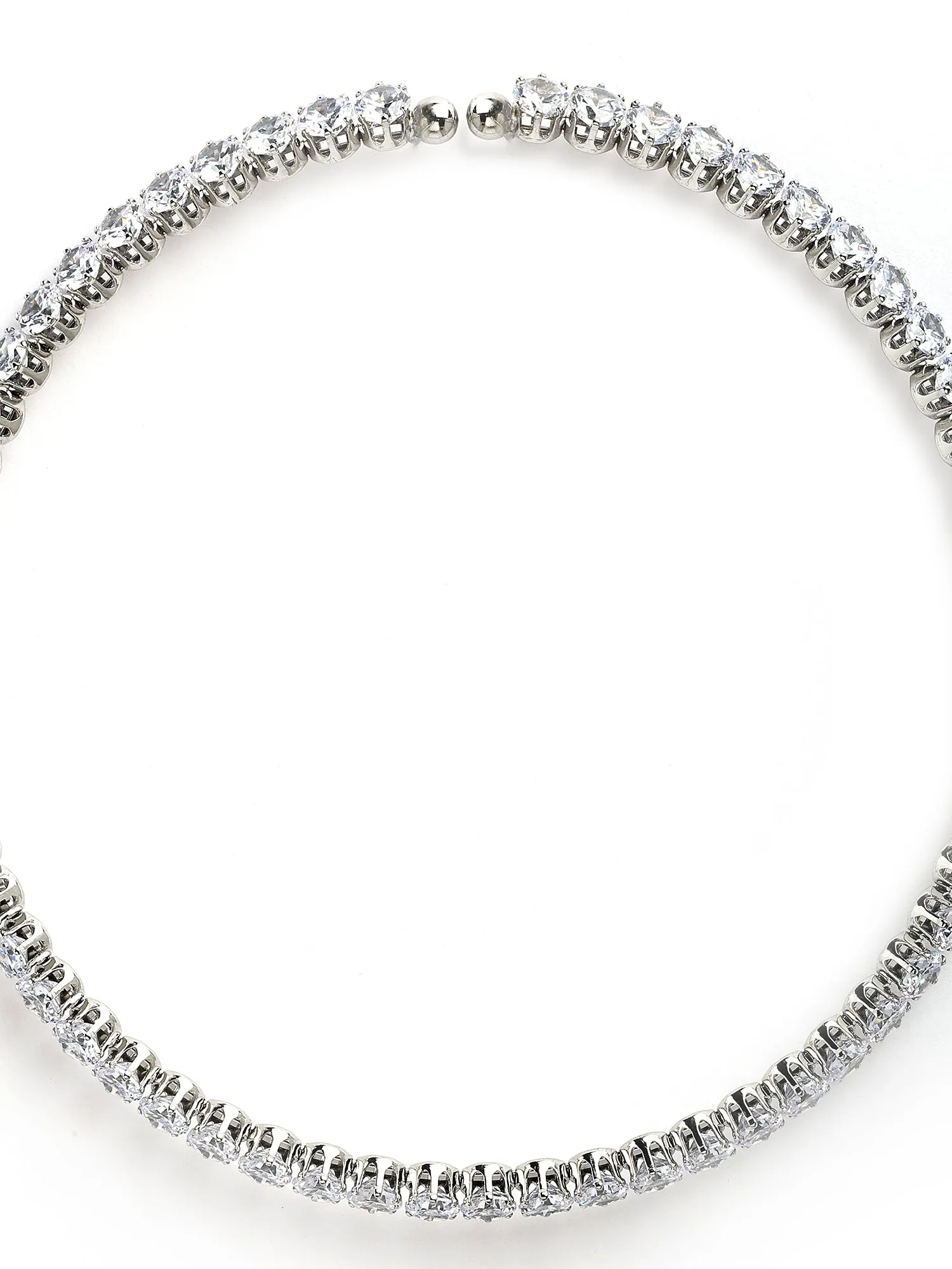 Bohey by KARATCART Silver-Plated Cubic Zirconia Studded Choker Necklace for Women