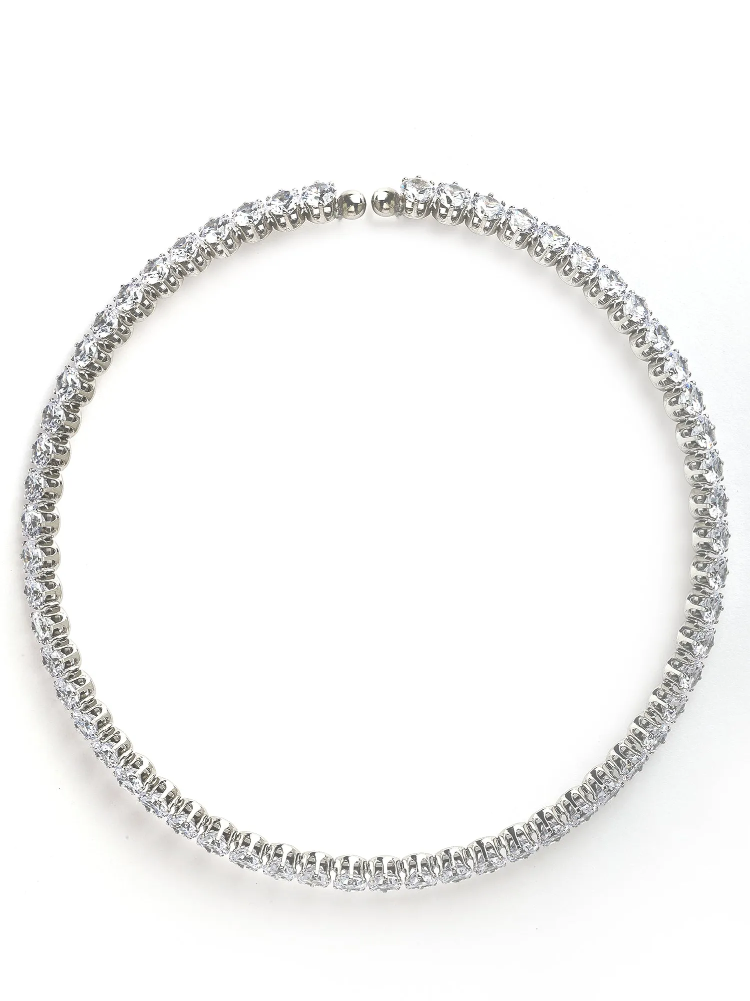 Bohey by KARATCART Silver-Plated Cubic Zirconia Studded Choker Necklace for Women