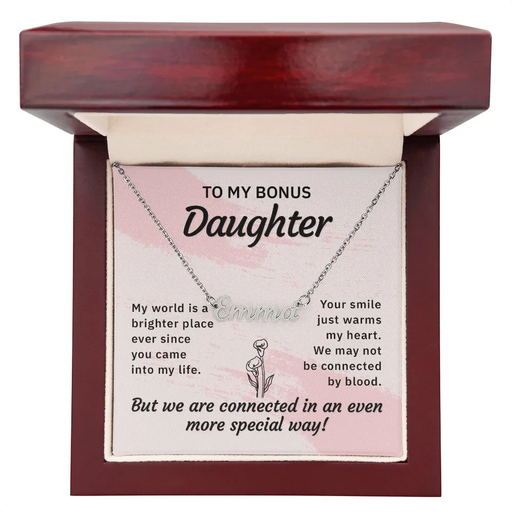 Bonus Daughter Name Necklace-Your smile warms my heart