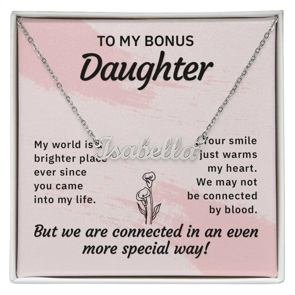 Bonus Daughter Name Necklace-Your smile warms my heart