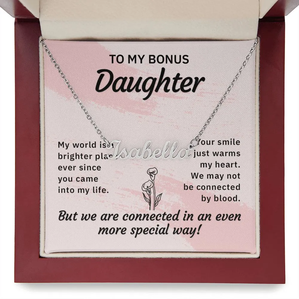 Bonus Daughter Name Necklace-Your smile warms my heart