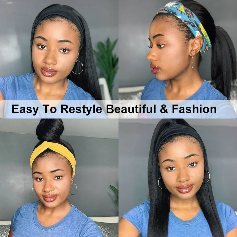 Brazilian Body Wave Headband Wig Human Hair Scarf Wig For Women