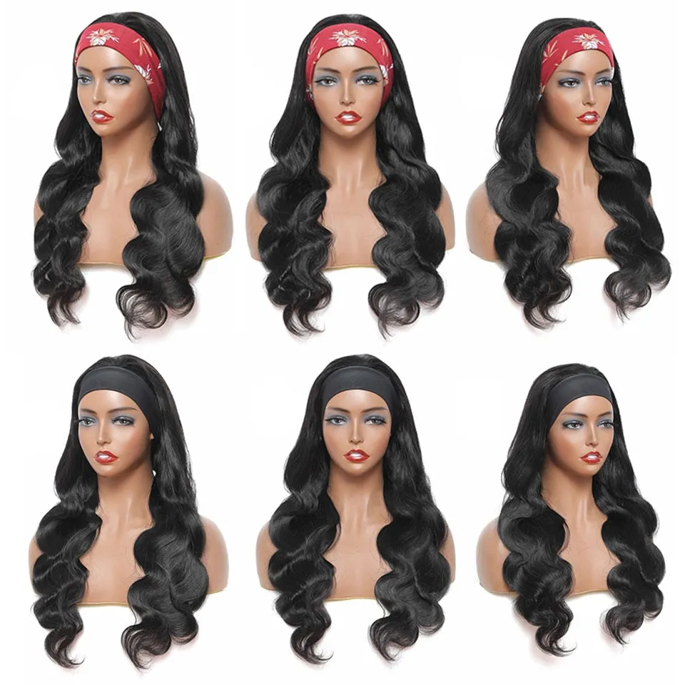Brazilian Body Wave Headband Wig Human Hair Scarf Wig For Women