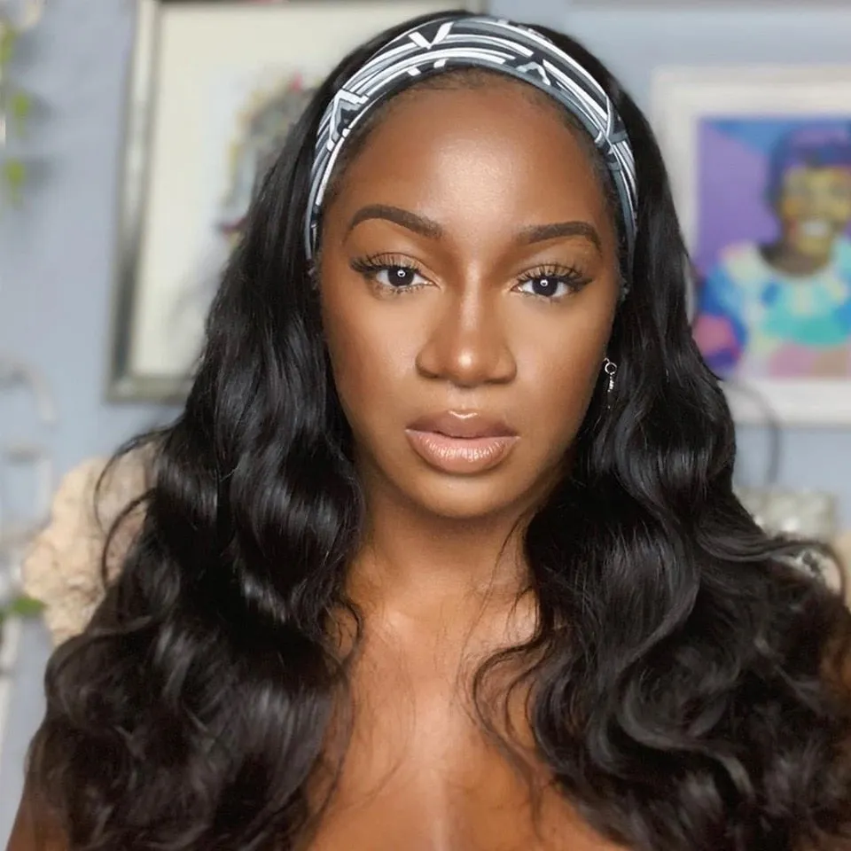 Brazilian Body Wave Headband Wig Human Hair Scarf Wig For Women