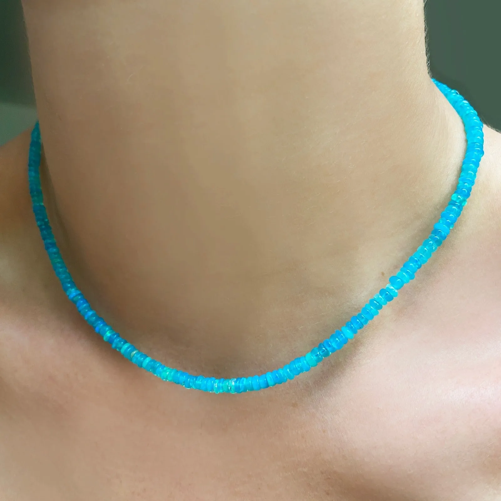 Bright Blue Opal Necklace
