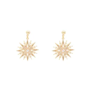 Bright Star Cubic Zirconia Ball Post Stud Earring Dangle