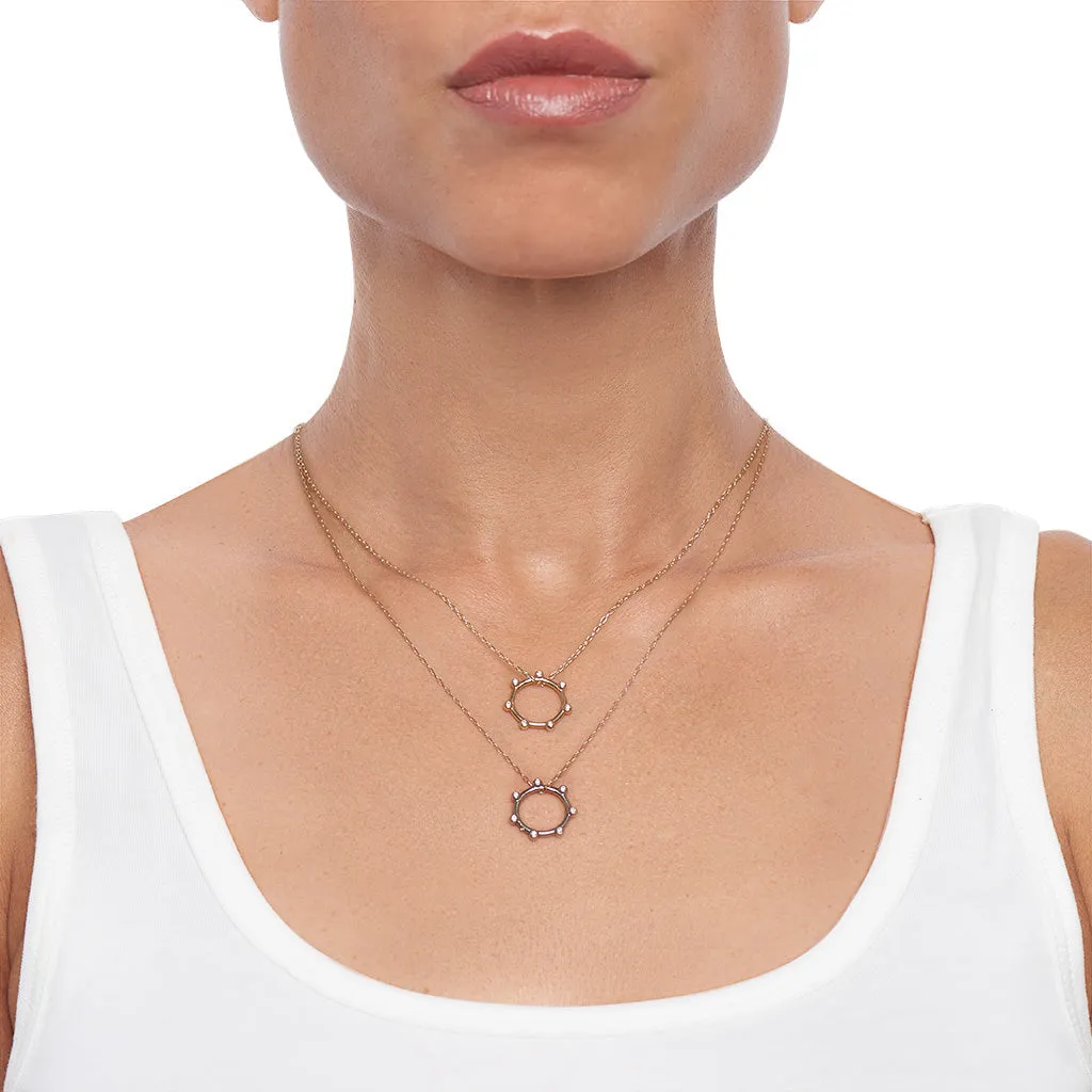 Bright White Orbit Charm Necklace