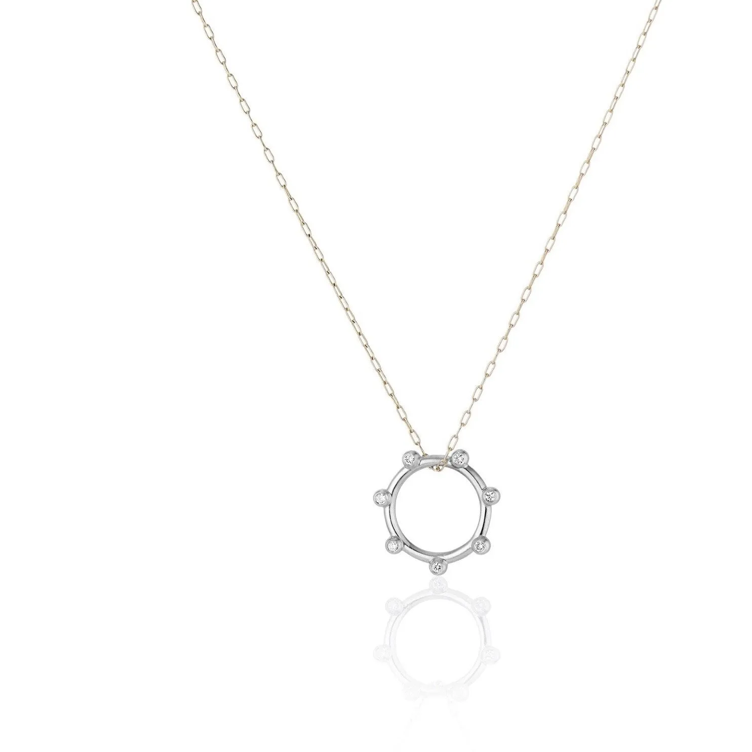 Bright White Orbit Charm Necklace