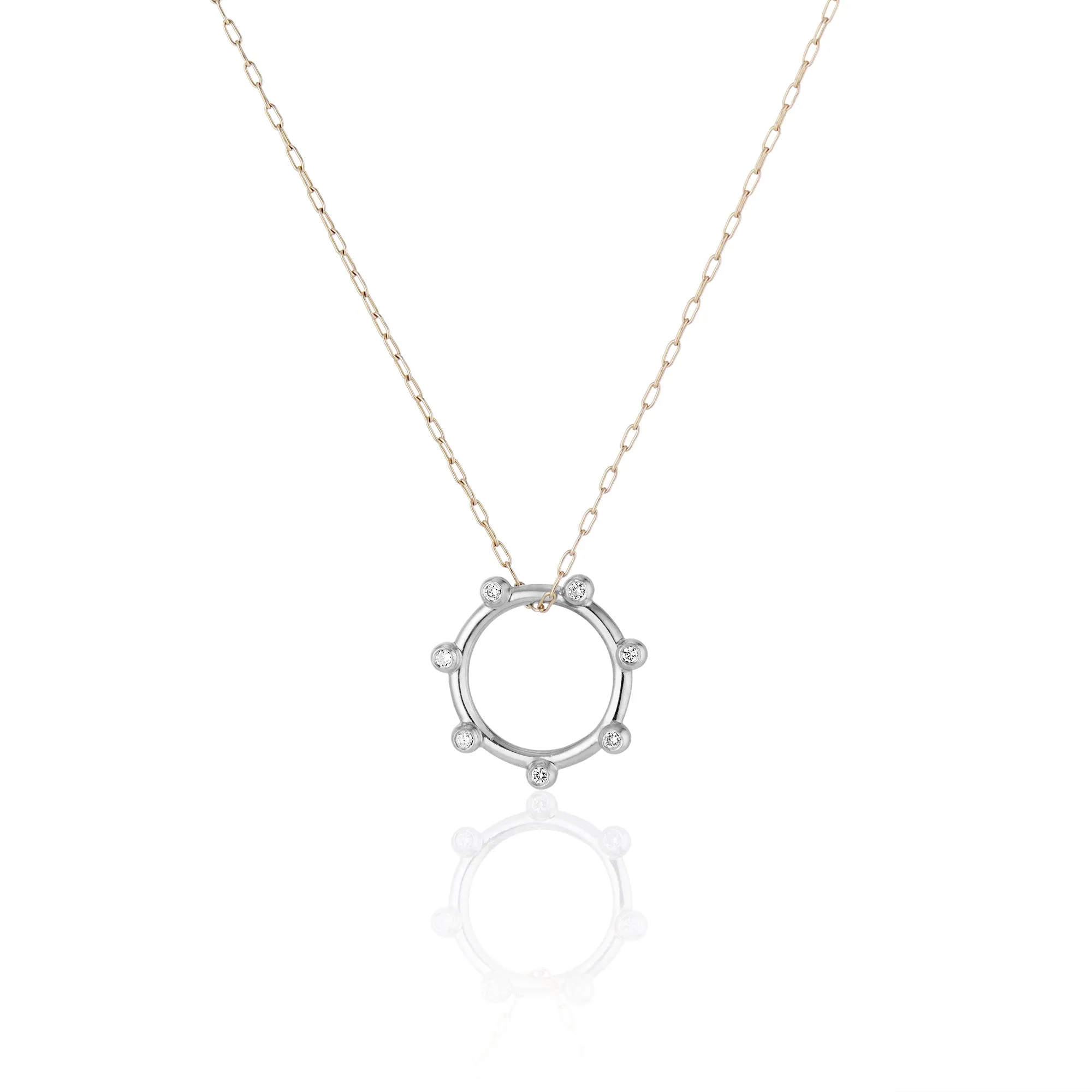 Bright White Orbit Charm Necklace