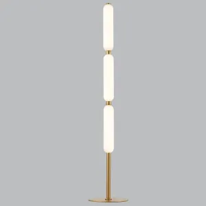 Brightstar Gold Aluminum And Opal Glass Standing Lamp On/Off Foot Switch SL403
