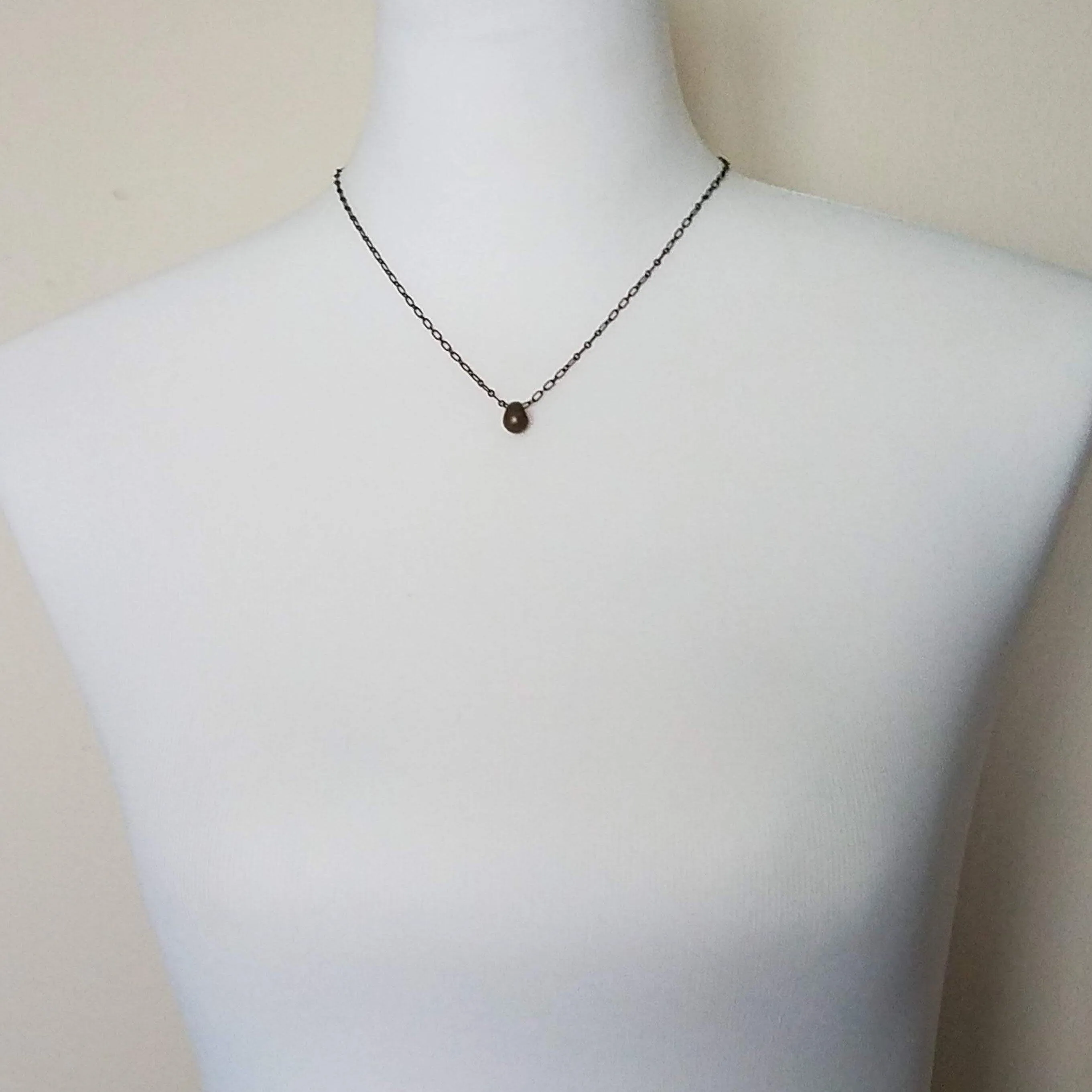 Bronze Teardrop Necklace, antique bronze necklace, brass necklace, antique brass necklace, tear drop necklace, mother son chain drop pendant