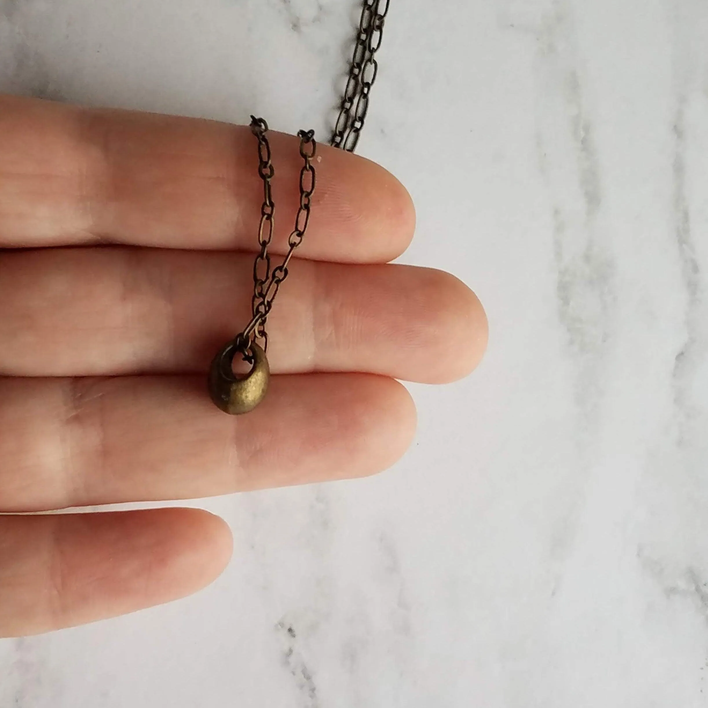 Bronze Teardrop Necklace, antique bronze necklace, brass necklace, antique brass necklace, tear drop necklace, mother son chain drop pendant