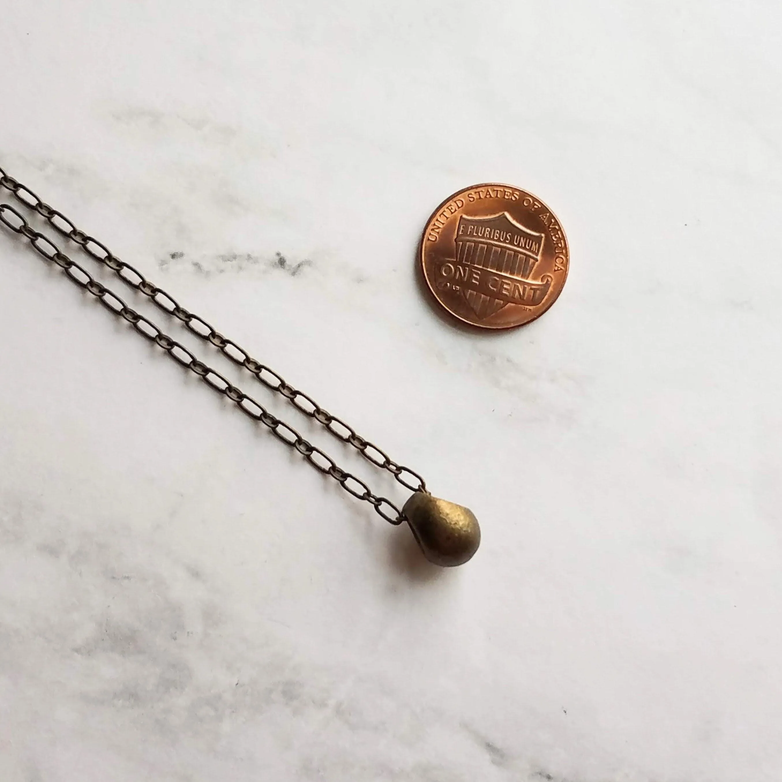 Bronze Teardrop Necklace, antique bronze necklace, brass necklace, antique brass necklace, tear drop necklace, mother son chain drop pendant