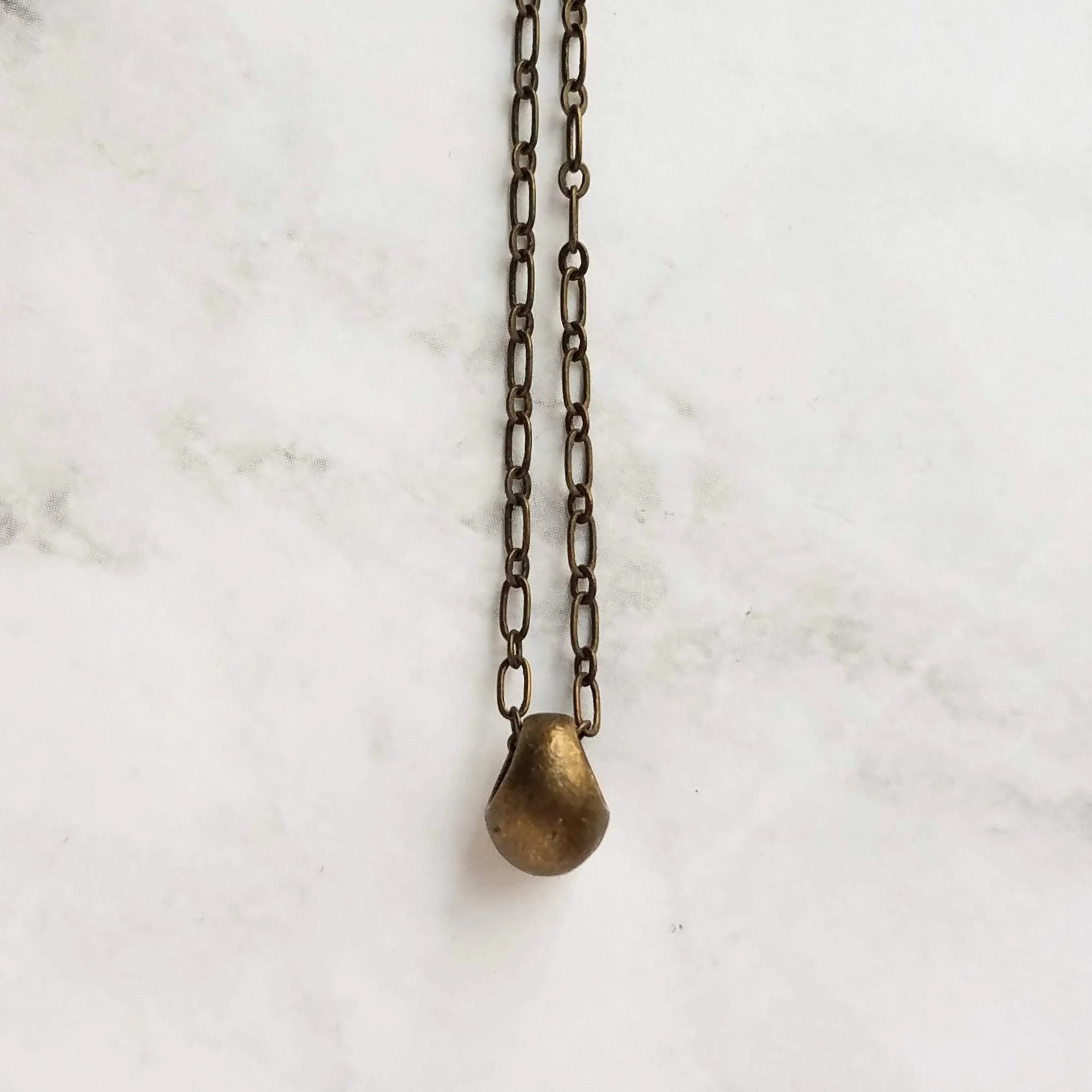 Bronze Teardrop Necklace, antique bronze necklace, brass necklace, antique brass necklace, tear drop necklace, mother son chain drop pendant