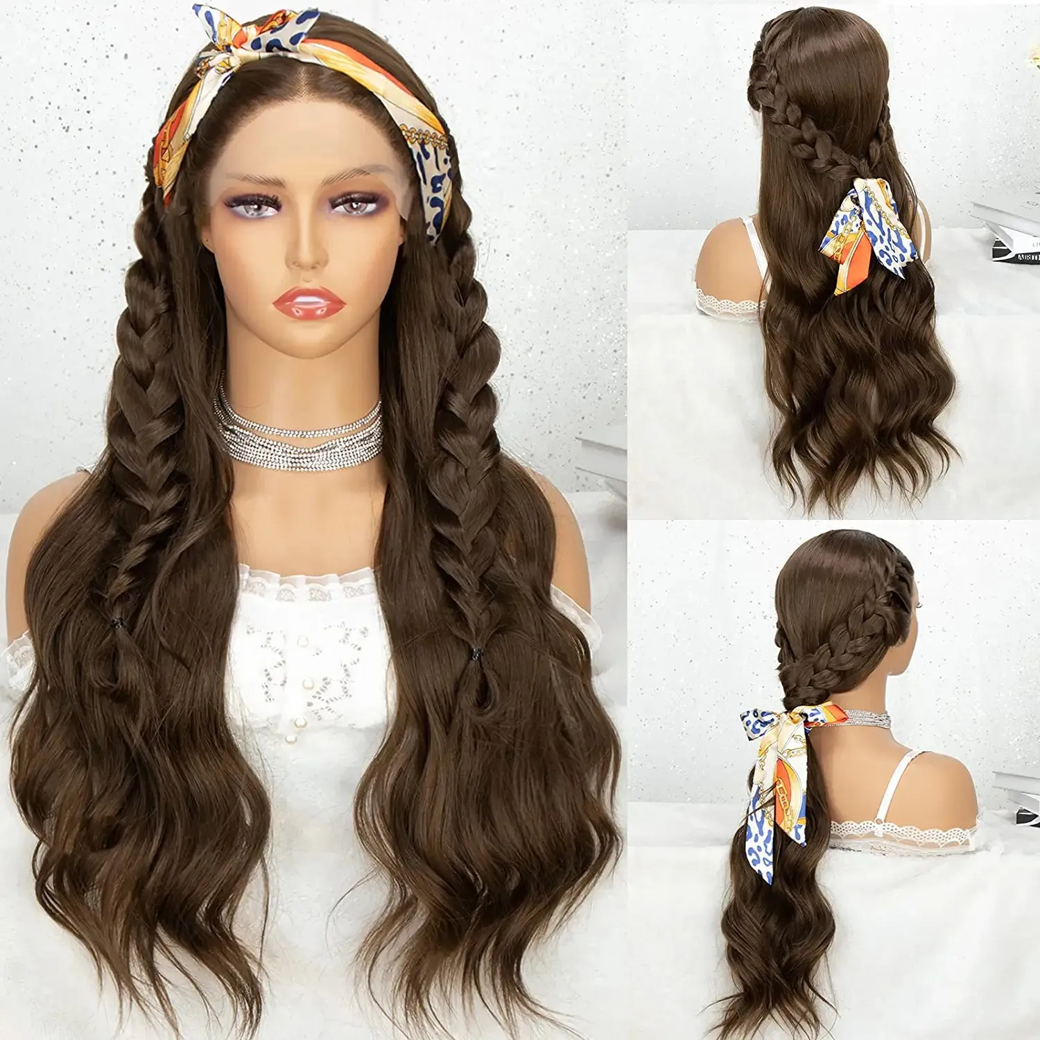 Brown Long Wavy Lace Front Wig