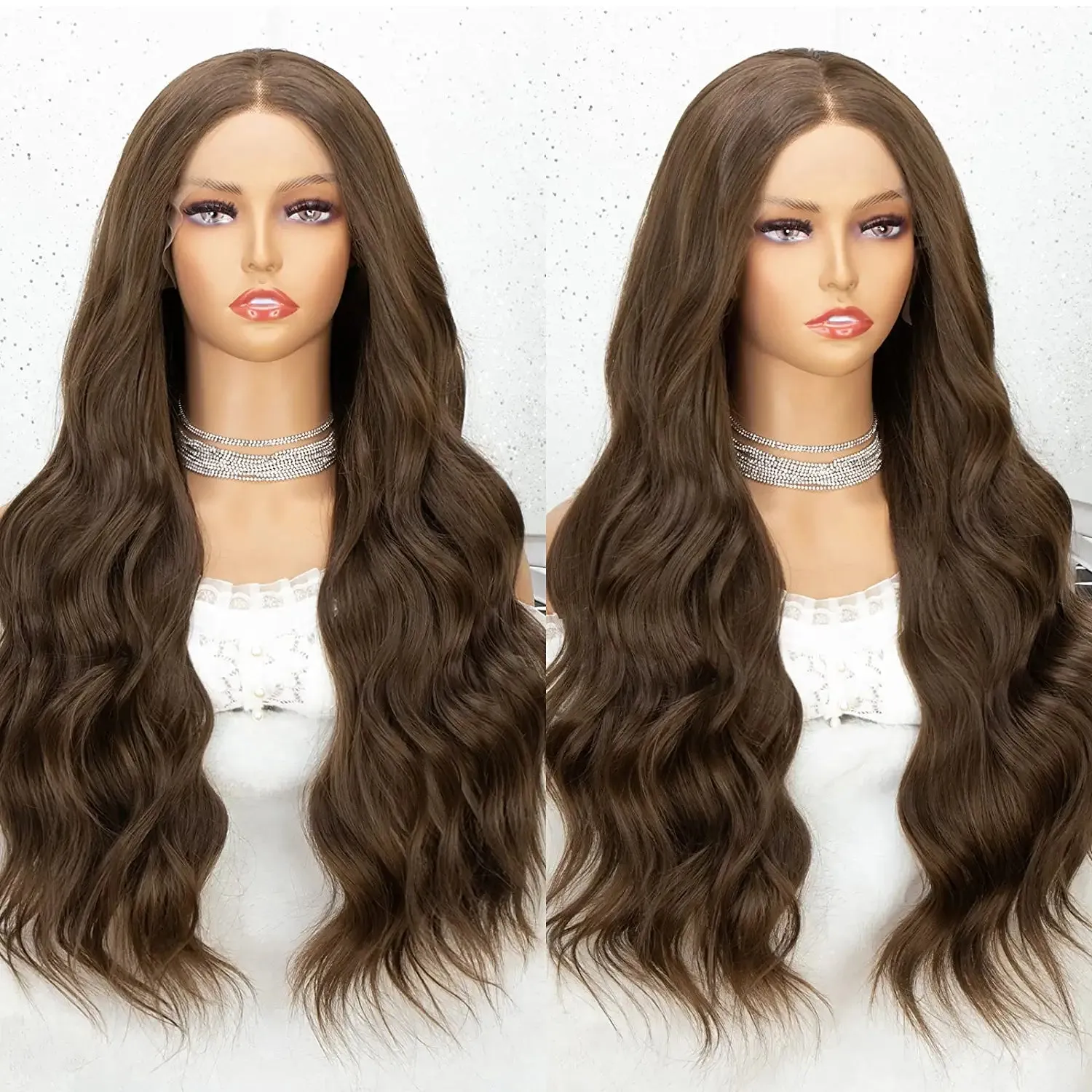 Brown Long Wavy Lace Front Wig