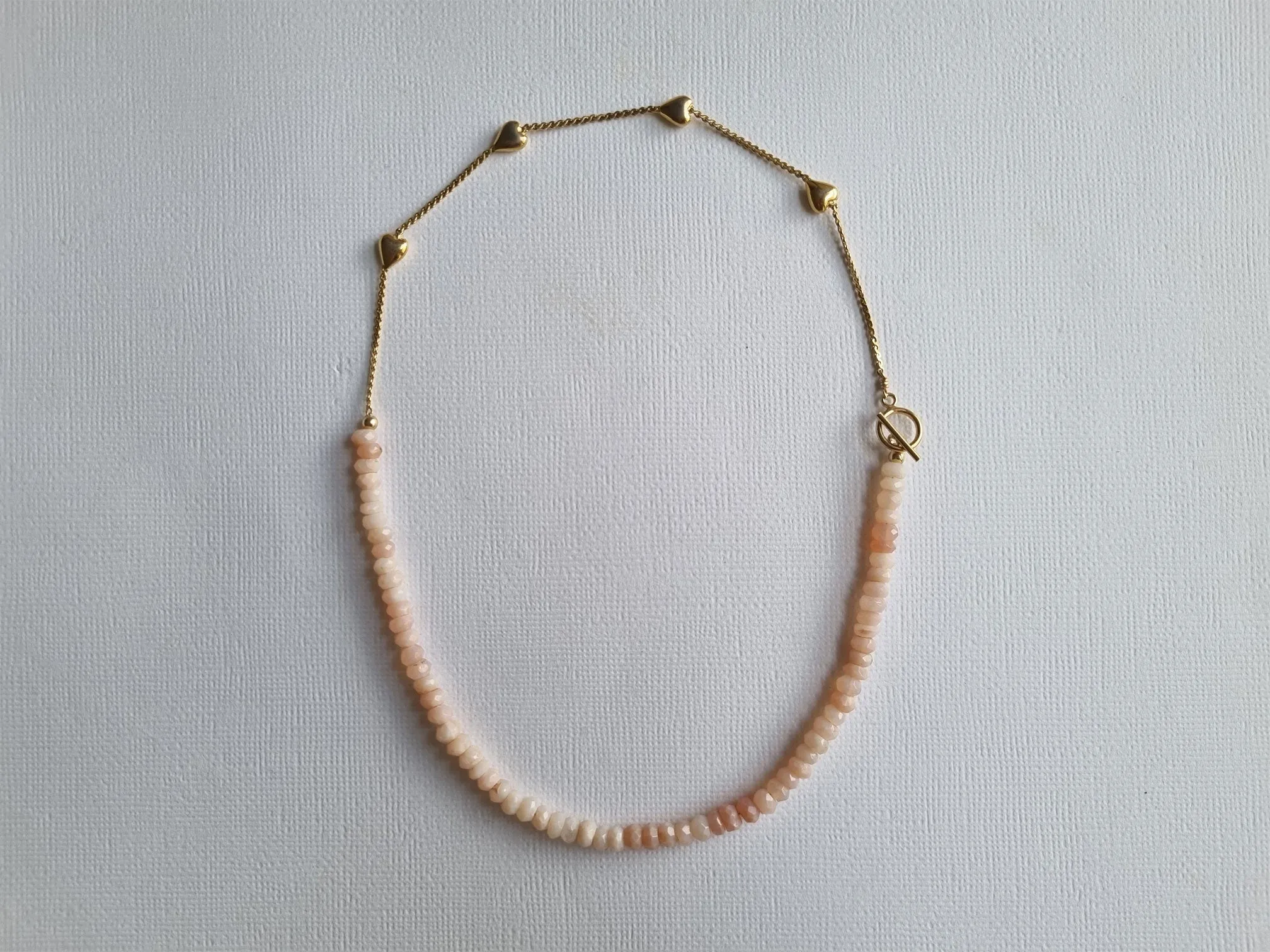 candy hearts | Vintage puffy heart pink opal necklace