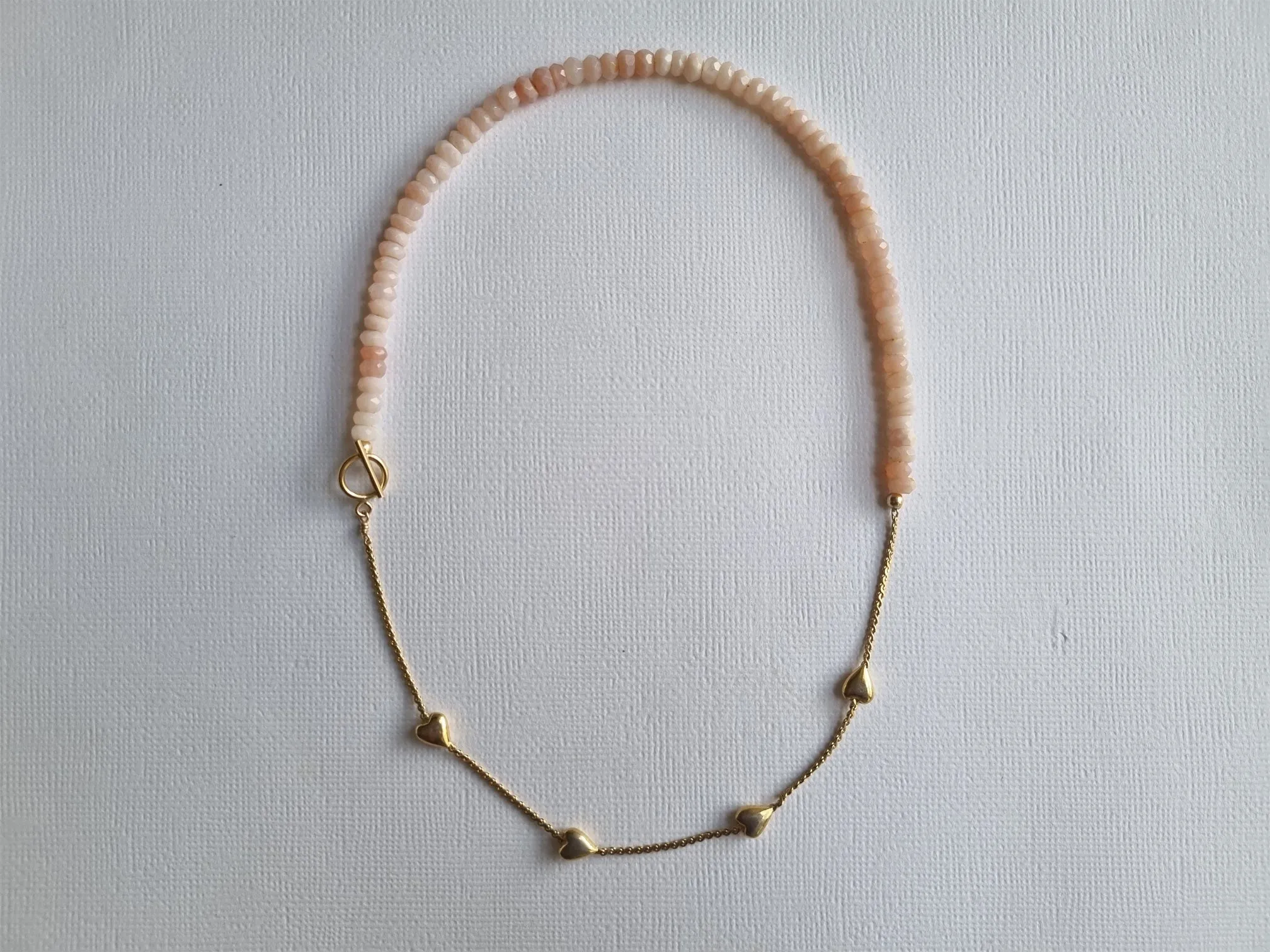 candy hearts | Vintage puffy heart pink opal necklace