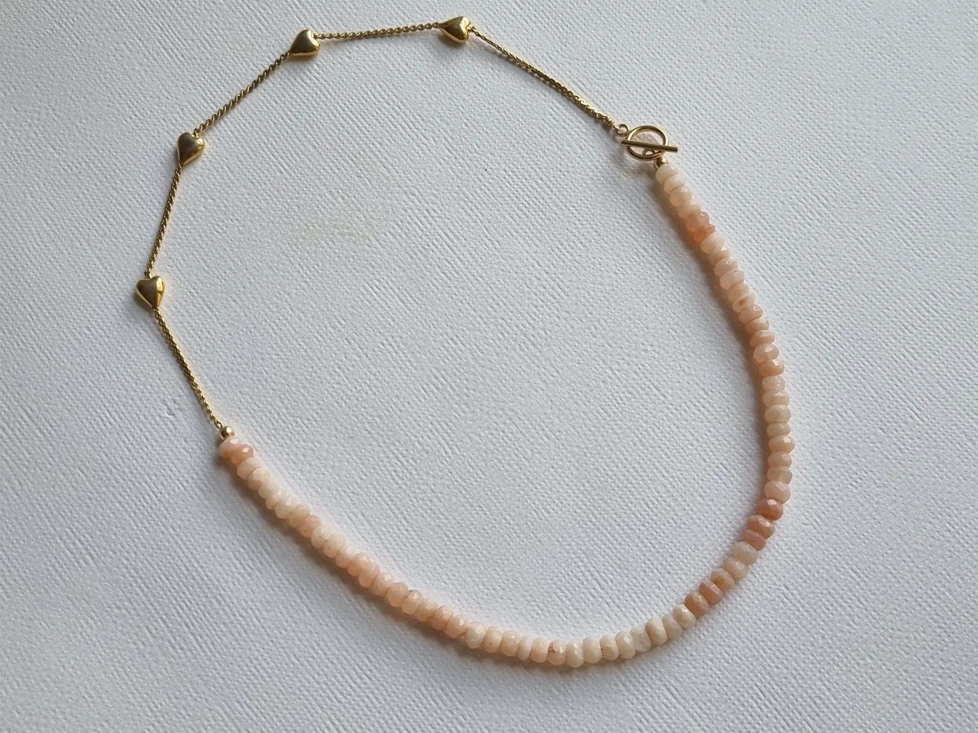 candy hearts | Vintage puffy heart pink opal necklace