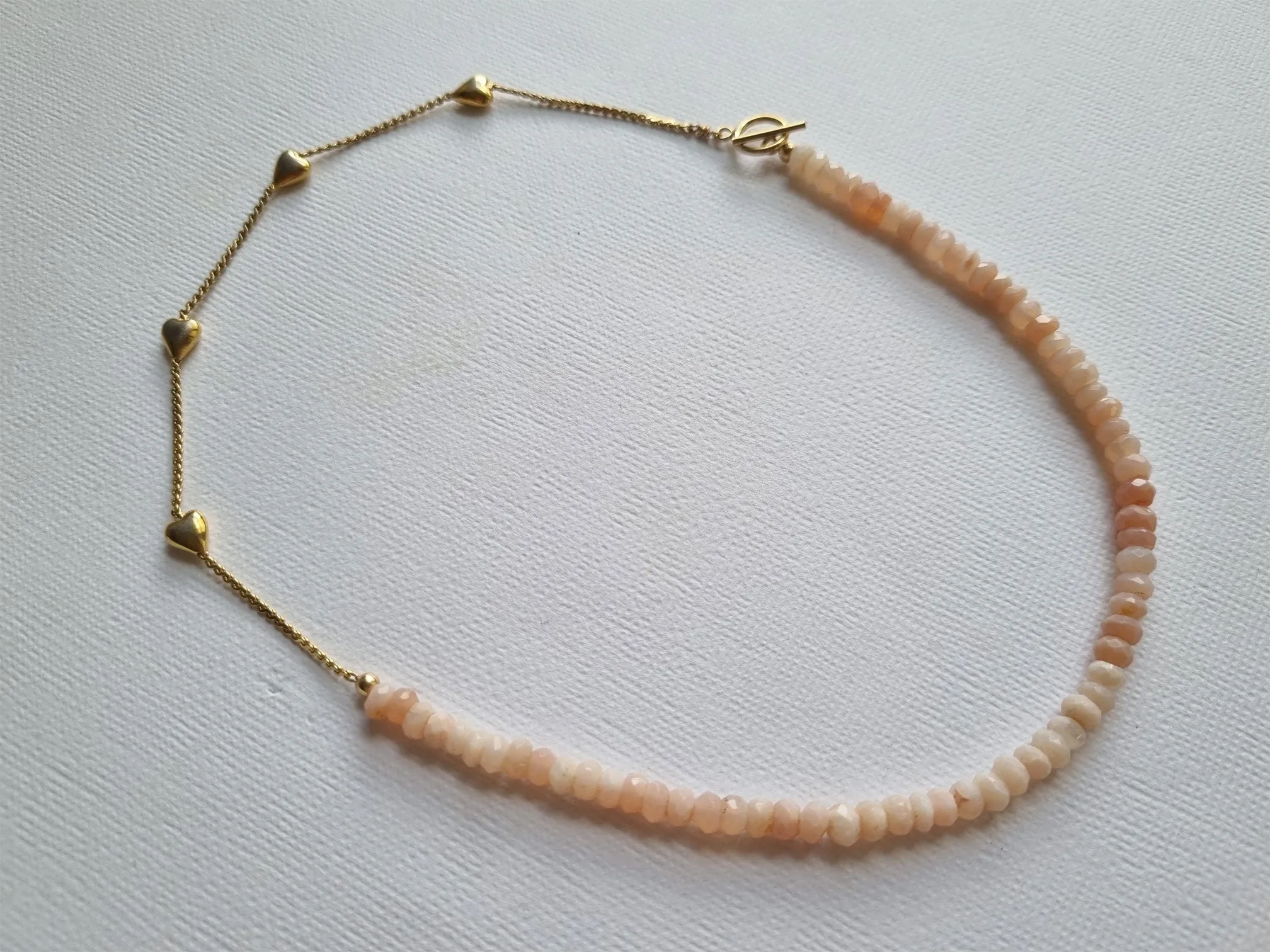 candy hearts | Vintage puffy heart pink opal necklace