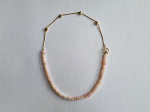 candy hearts | Vintage puffy heart pink opal necklace