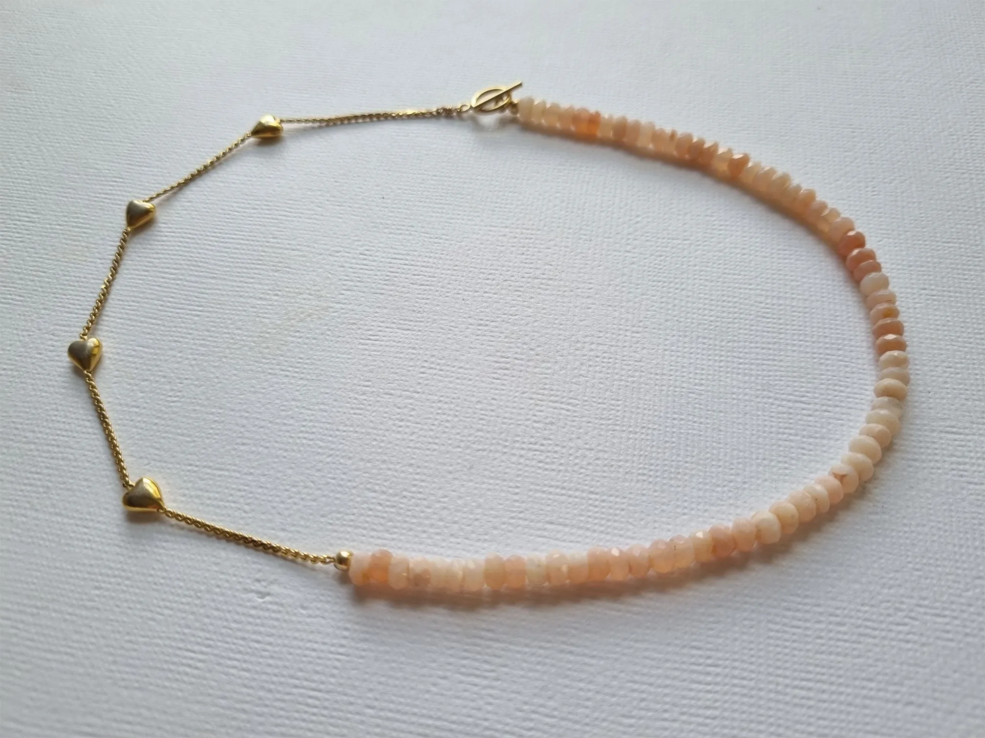 candy hearts | Vintage puffy heart pink opal necklace
