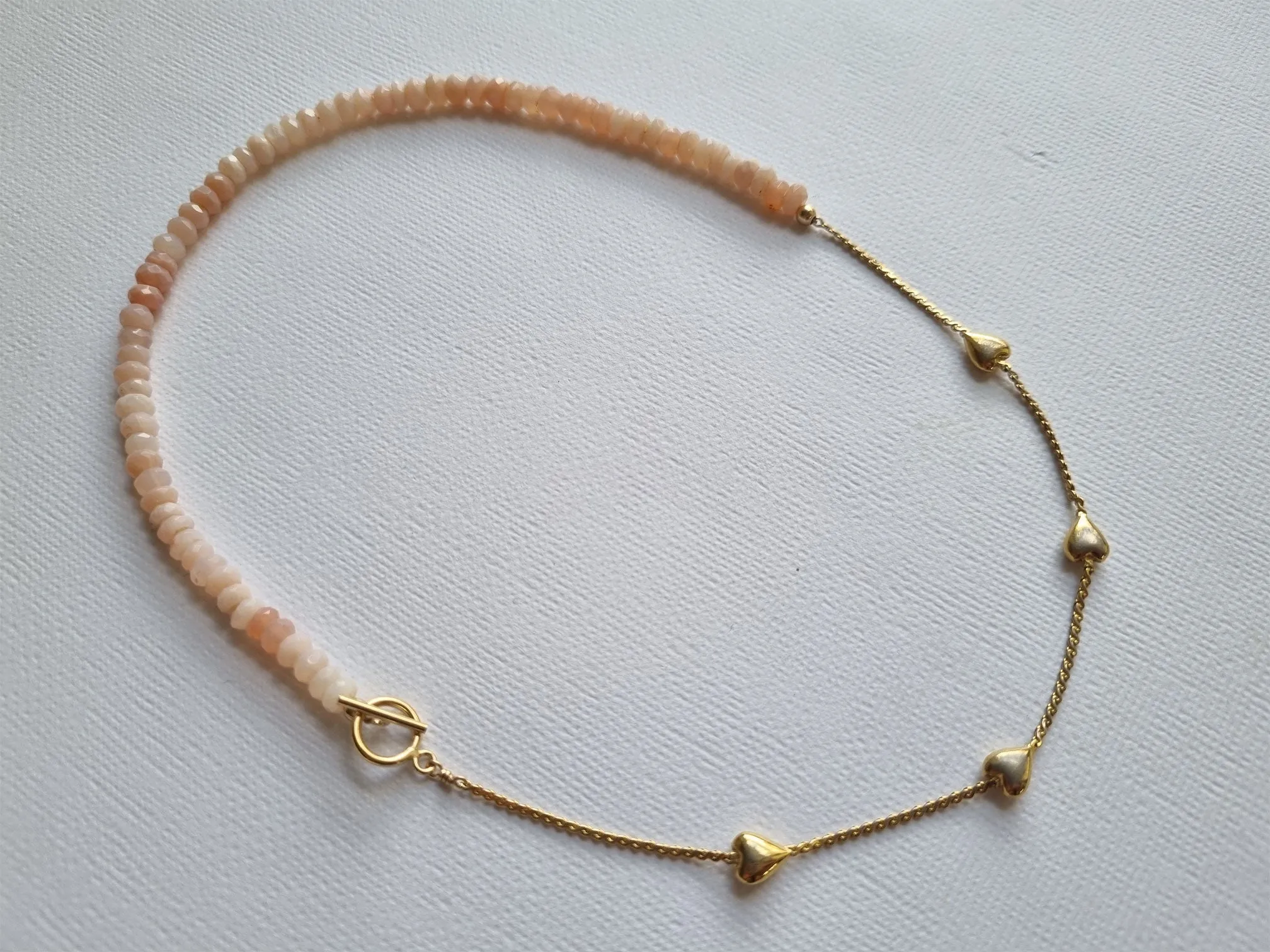 candy hearts | Vintage puffy heart pink opal necklace