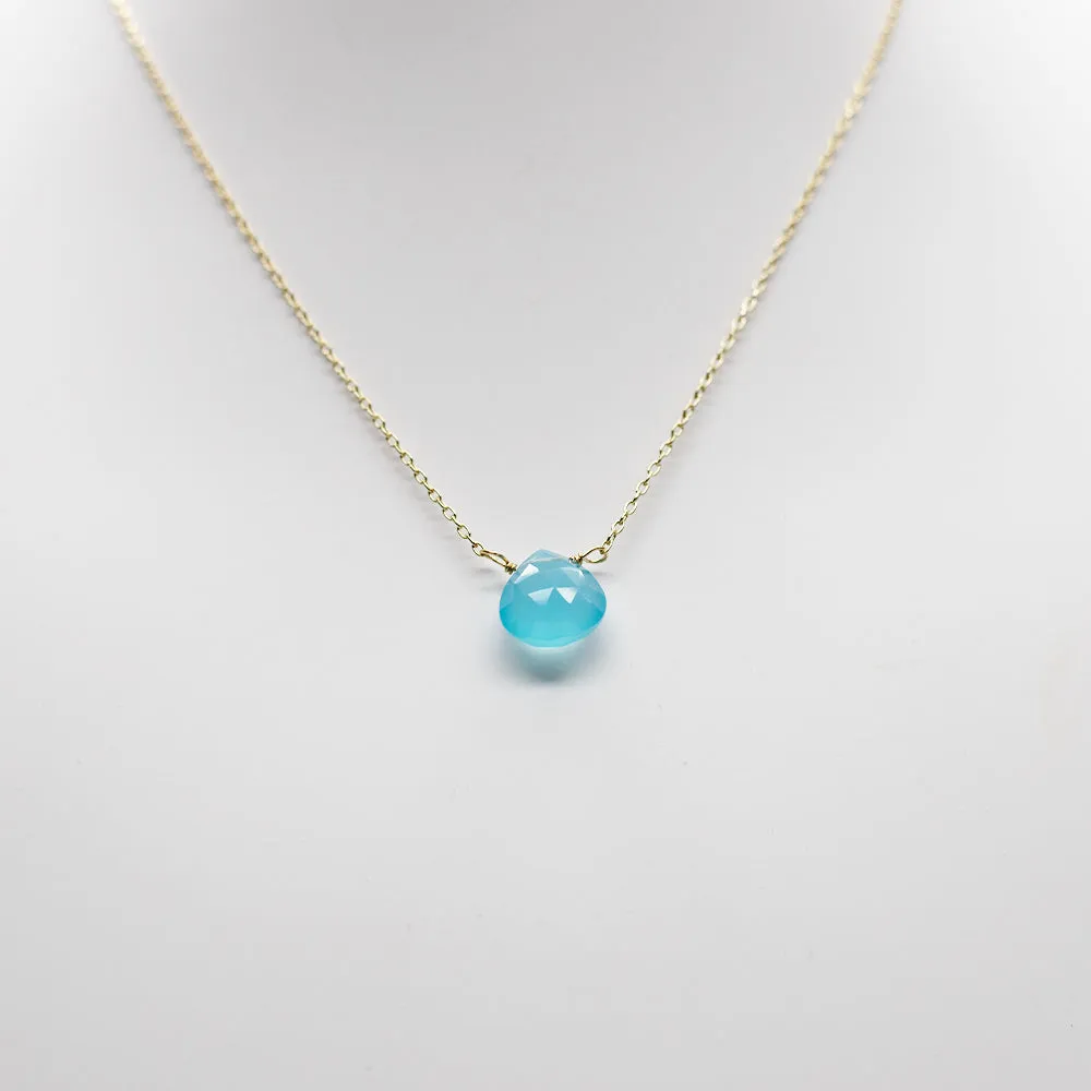 Chalcedony Heart Gold Necklace