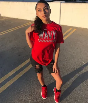Checkered B&W Wavy | Red Tee