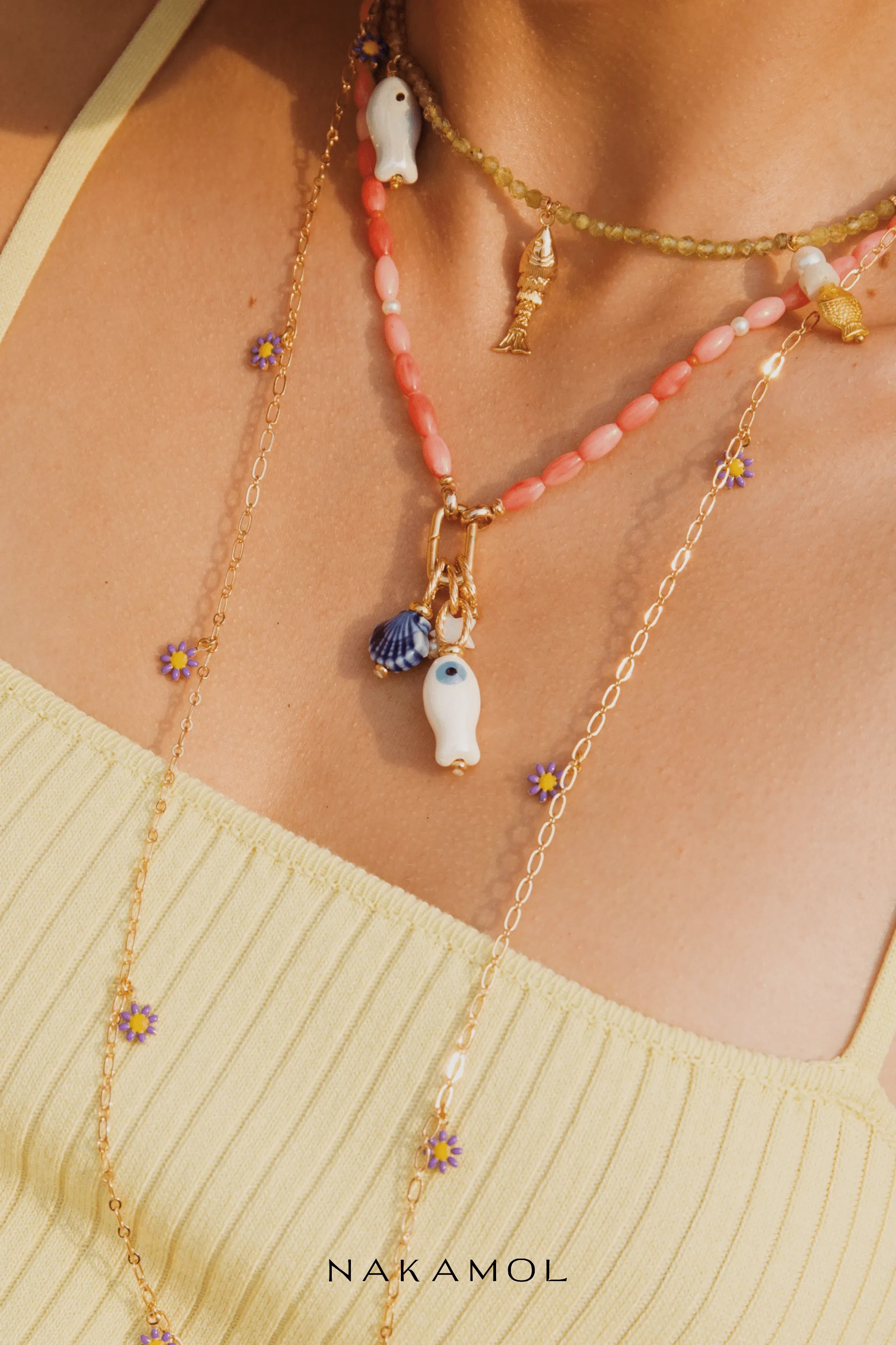 Cherry Bead Charm Necklace