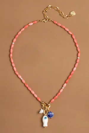 Cherry Bead Charm Necklace