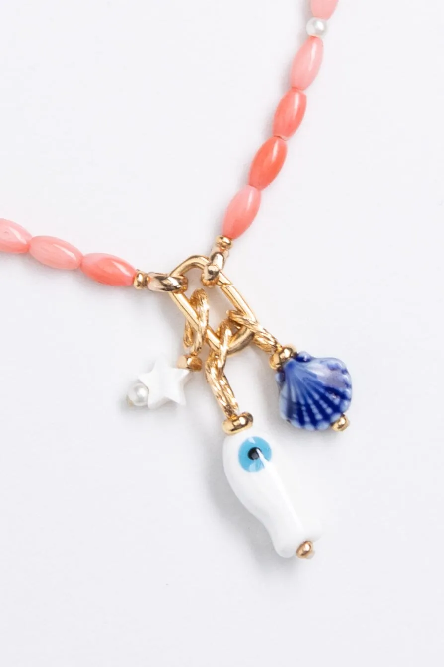 Cherry Bead Charm Necklace