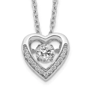 Cheryl M Sterling Silver Constant Motion Vibrant CZ Heart Necklace